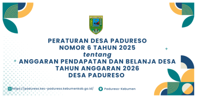 PERATURAN DESA PADURESO NOMOR 6 TAHUN 2025 TENTANG ANGGARAN PENDAPATAN DAN BELANJA DESA TAHUN ANGGARAN 2026